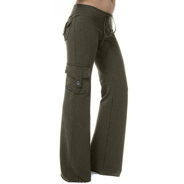 Lallc Women S Plus Size Yoga Trouser Sports Stretchy Pockets Running Buttons Pants Walmart Com Walmart Com