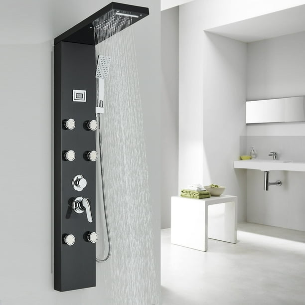 Wall Mounted Bathroom Shower Panel Tower with Rainfall Waterfall Shower
