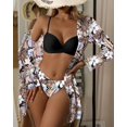 thumbnail image 1 of Traje de baño de tres piezas para mujer, cárdigan de malla con estampado de bikini dividido, 2 piezas, 1 of 4