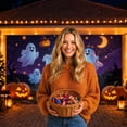 thumbnail image 6 of Halloween Garage Door Decorations 95 Inch Large Spooky Cute Ghost Pumpkin Backdrop, Outdoor Halloween Decor for Yard Porch Party, 1 Pack, 6 of 7