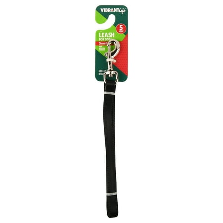 - Vibrant Life Black Dog Leash, Small, 5 ft, 3/8 in