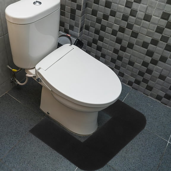 HEANUJJ Toilet Rugs U Shaped Washable Plastic Black 1Pack