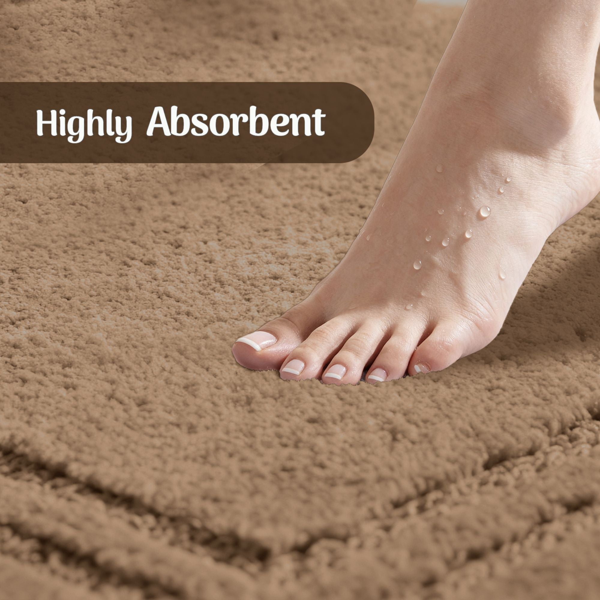 Superior Solid Bordered Cotton Washable Non-Slip Bath Rug, Runner Size, Latte