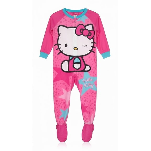 Hello Kitty Girl's Pink Stars Cozy Fleece Footed Pajama Sleeper, Size 4
