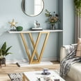thumbnail image 3 of Moderen Faux Marble Console Table Hallway Table for Entryway, Gold & White, 3 of 7