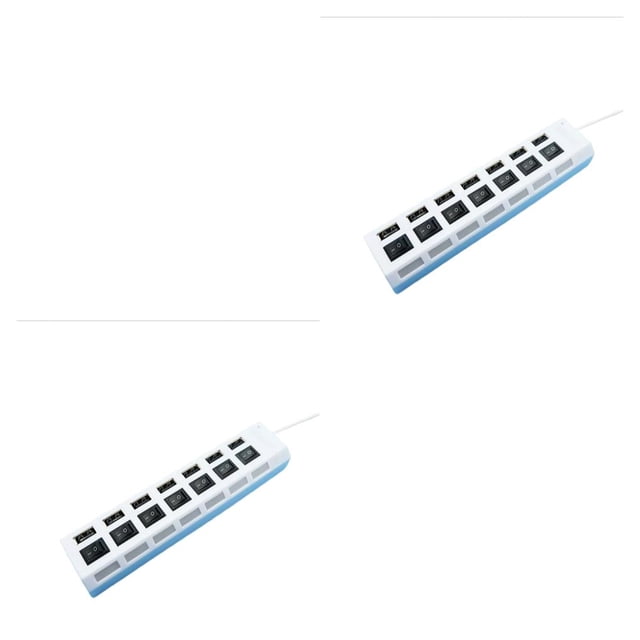 Concentrador USB Injueey Adaptador de expansión Funcional 7 puertos Lector de tarjetas Versión 2.0 Computadora portátil Multifuncional Negro