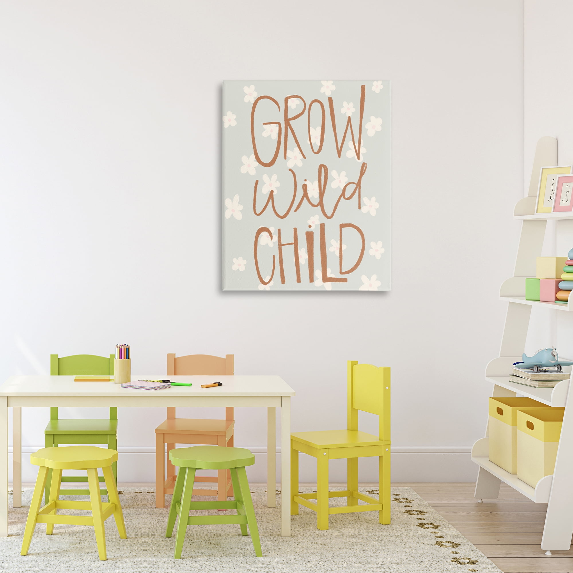 Grow Wild Child Flowers Canvas Wall Art, design by Katie Griggs
