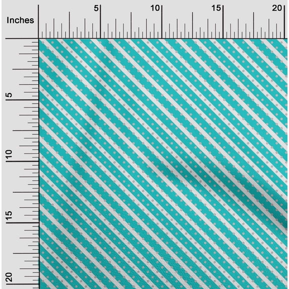 oneOone Silk Tabby Turquoise Blue Fabric Dots Sewing Material Print Fabric By The Yard 42 Inch Wide