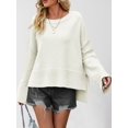 thumbnail image 4 of Women Crewneck Sweaters Bell-Style Sleeve Batwing Knit Tops Slouchy Soft Pullover Tops Color L, 4 of 10