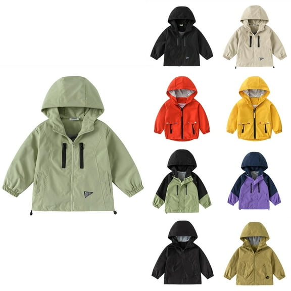 Antinious Jackets for Kids DAYIDS Long Sleeve Hooded Zip Hiking Jacket Kids Outerwear Coats With Pockets 2-12Y