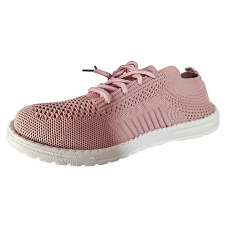 

Youmylove Ladies Simple Solid Color Lace Up Breathable Stylish Mesh Flat Soft Sole Large Size Sports Casual Shoes Cozy Comfy Footwear