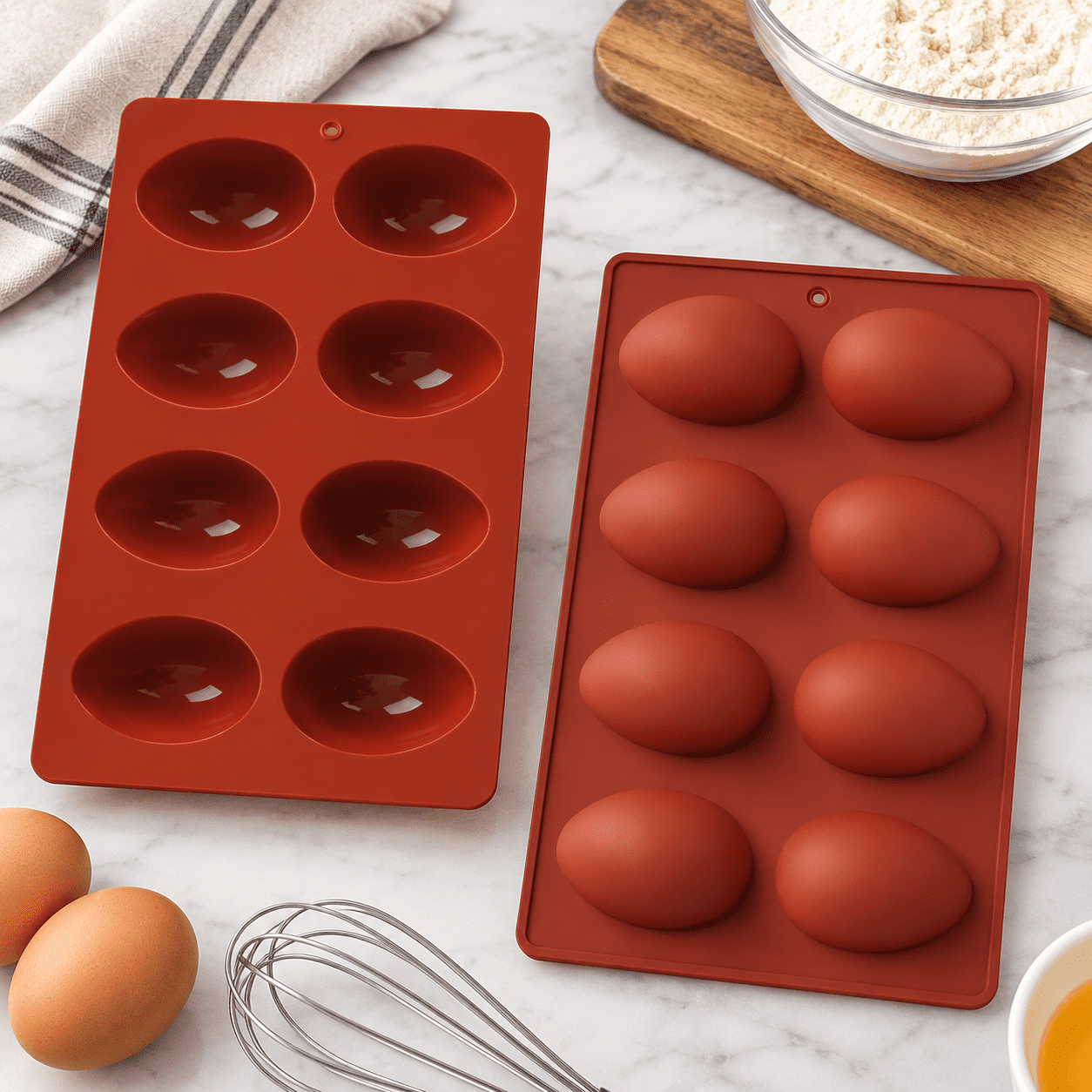 8-Cavity Silicone Easter Egg Molds Egg Shaped Cake Pop Mold Baking Supplies for Making Chocolate Jello Candy