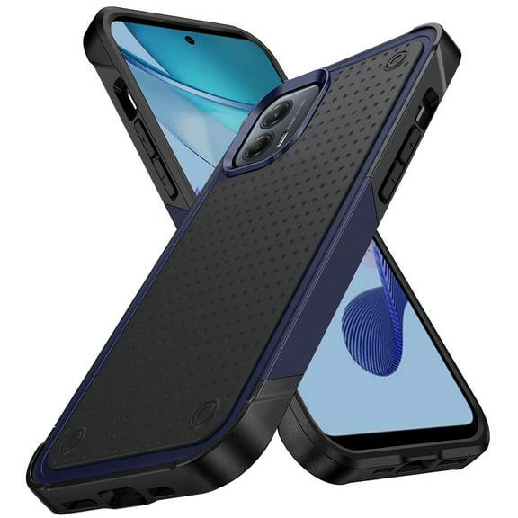 For Motorola Moto G 5G 2023 Heavy Duty Hybrid Armor Rubber Thick TPU Hard Drop Proof Dot Rugged Tough Durable Cover ,Xpm Phone Case [ Black Blue ]