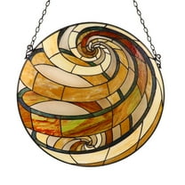 CHLOE Lighting Terra Tiffany-Style Geometric Stained Glass Window Panel 23" Width