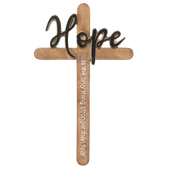 Dicksons Hope Is The Only Thing Stronger Than Fear Brown 5.75 x 9.5 Resin Decorative Wall Cross