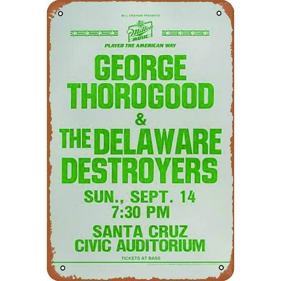 8"X 12" George Thorogood & The Delaware Destroyers Funny Metal Novelty Tin Sign Metal Retro Wall Decor For Home,Street,Bars,Restaurants,Cafes,Store Sign Gift Metal Sign