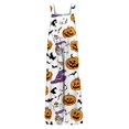 thumbnail image 4 of Women's Halloween Jumpsuits Pumpkin Witch Hat Sleeveless Backless Spooky Overalls Skeleton Castle Halter Horror Rompers, 2XL, 4 of 5