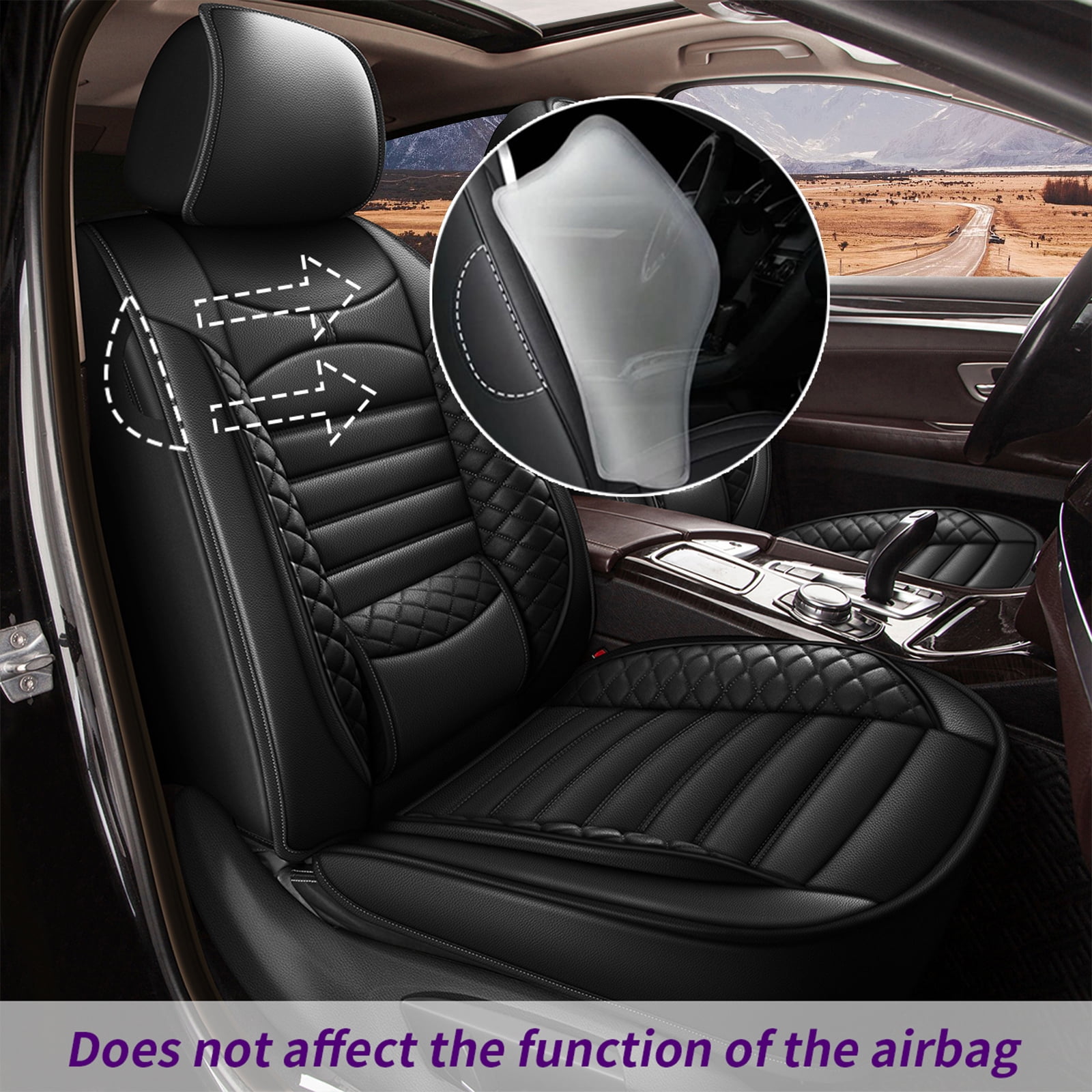 AOMSAZTO Car 5-Seat Covers Front & Rear Full Set Faux Leather Seat Cushion Protector Waterproof Black For Toyota 4Runner 2003-2023