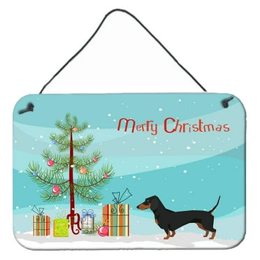 Carolines Treasures CK3533DS812 Dachshund Christmas Tree Wall or Door Hanging Prints 8x12 multicolor