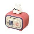 thumbnail image 2 of Alcancía con modo doble, contraseña, caja de seguridad para dinero con cambio de idioma, cajero automático, caja de ahorros para niños, niñas y niños conejo rosa, 2 of 8