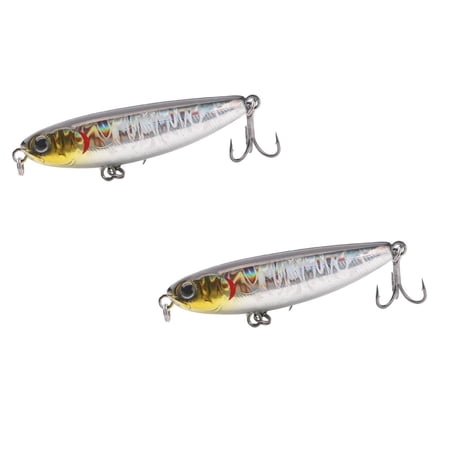 2 Pcs Topwater Pencil Fishing Lures Hard Baits 6g Walk the Dog Artificial Lure with Treble Hook for Bass Trout Pike Saltwater Freshwater River Lake Fishing 2.64