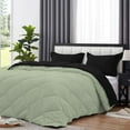 thumbnail image 4 of DNG Creations 3 Piece Reversible Diamond Pattern Comforter Solid - 100% Egyptian Cotton, 800 TC ( Full/ Queen - Size ) All-Season 550 GSM ( Light-Sage/Black Colour ), 4 of 7