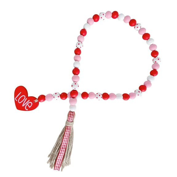 Worgeous Tinsel Garland Valentine's Wooden Beads Rope Decoration 88X5CM Red