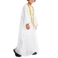 thumbnail image 5 of Otqutp Boys Robe 𝗜slamic Muslim Clothes Loose Fit Abaya Long Sleeve Lightweight Chiffon Kaftan Toddler Arabic 𝗗ubai Thobes, 5 of 9
