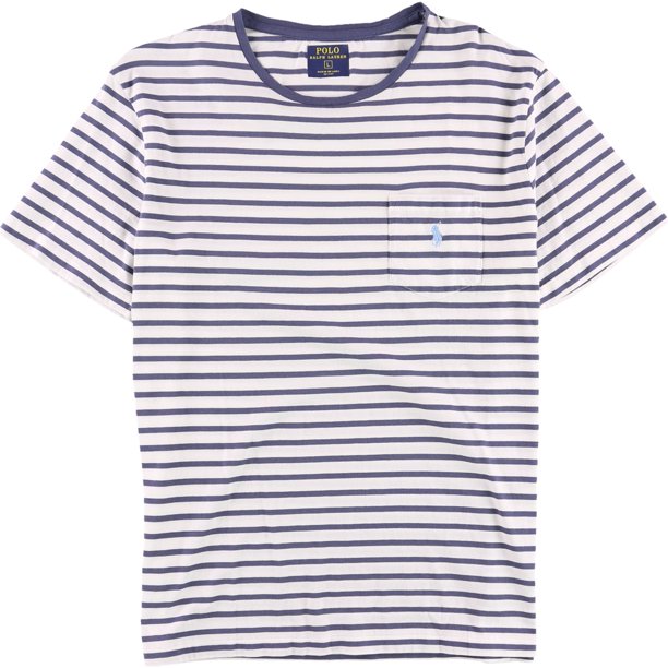 Ralph Lauren - Camiseta básica para hombre, diseño de rayas, color azul, grande