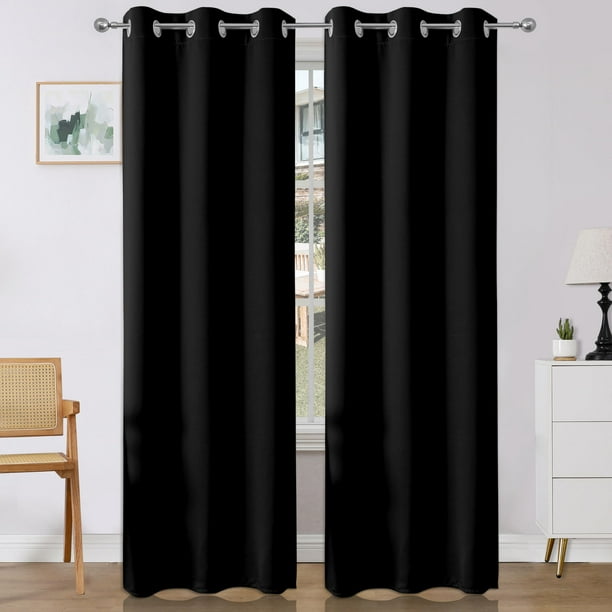 Juego de cortinas Blackout Joydeco de 2 paneles, 108 cm x 274 cm, color negro