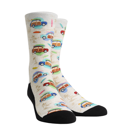 Woody Surfboard - Rock Em Woodies Surfboard Crew Socks