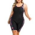 thumbnail image 2 of IBTOM CASTLE Plus Size One Piece Swimsuit for Women Tummy Control Bathing Suit Sun Protection UPF 50+ Rash Guard Surfing Swimwear 3XL Black - Firework, 2 of 8