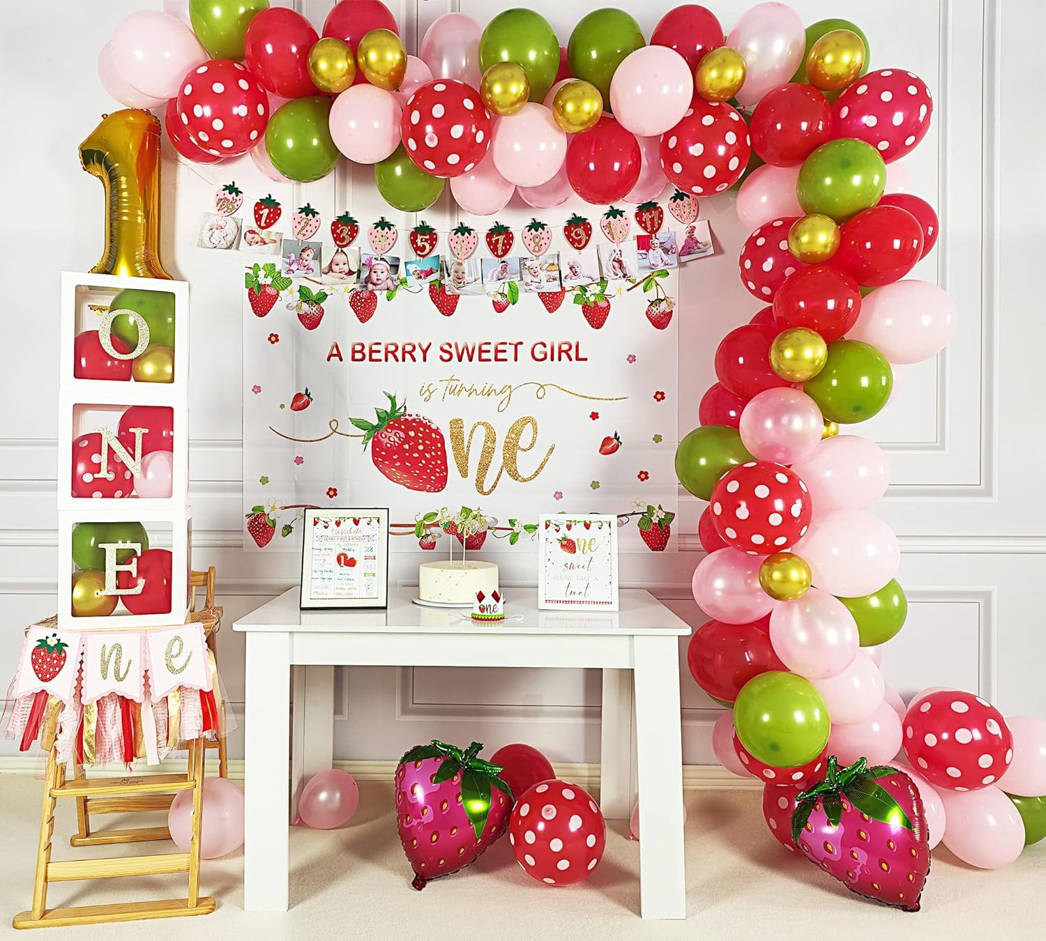 Strawberry 1st Birthday Decorations Party Supplies, Berry First Birthday decor Party Supplies, Berry Sweet One Berry First Birthday Girl Decoration