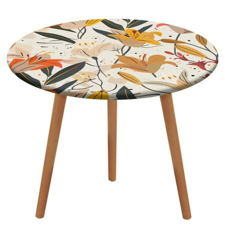 

ZHANGS Elegant Lily Patch 508 Round Table Cover Stain-Resistant Fitted Tablecloth Oil-Proof Wipeable Elastic Table Cover Waterproof Table Cloth for Halloween Thanksgiving Christmas