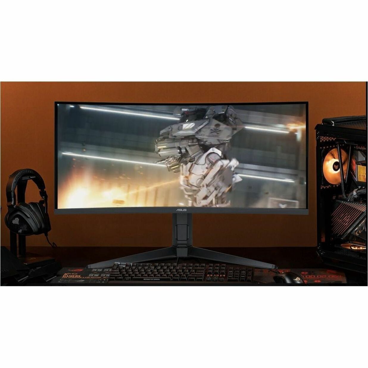ASUS TUF Gaming 34 inch UltraWide QHD 2K 1440P 250Hz AMD FreeSync Premium 0.5ms ELMB HDR400 Built-in Speakers Curved Gaming Computer Monitor with Height Adjustable, Swivel & Tilt Stand VG34WQML5A