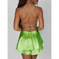thumbnail image 6 of Cenuakty Women Solid Color Cami Playsuits Cowl Neck Sleeveless Short Jumpsuits Summer Cross Tie-Up Backless Romper Clubwear, 6 of 7