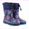 Western Chief Girls' Neoprene Snow Rain Boot, Purple w/ flowers, 2/3