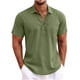 thumbnail image 1 of Blusa y camisa de manga corta con cuello vuelto para hombre, blusa informal de verano con solapa y botones de color liso, blusa para hombre, 1 of 5