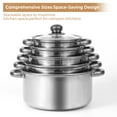 thumbnail image 4 of Thick Stainless Steel Cookware Set, Pots and Pans Set, 11 Pcs Kitchen Induction Cookware Set with Glass Lid for Cooking, Induction Compatible Set for Rv and Camping with Cleaning Brush,Silver, 4 of 6