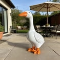 thumbnail image 3 of Winter Poetry Upgrade White Porch Goose Statue Decorative Figurine, Standard Size Outdoor indoor Garden Patio Goose Ornament, Weather Friendly Porch Goose Decor (Outfit Not included), 3 of 6