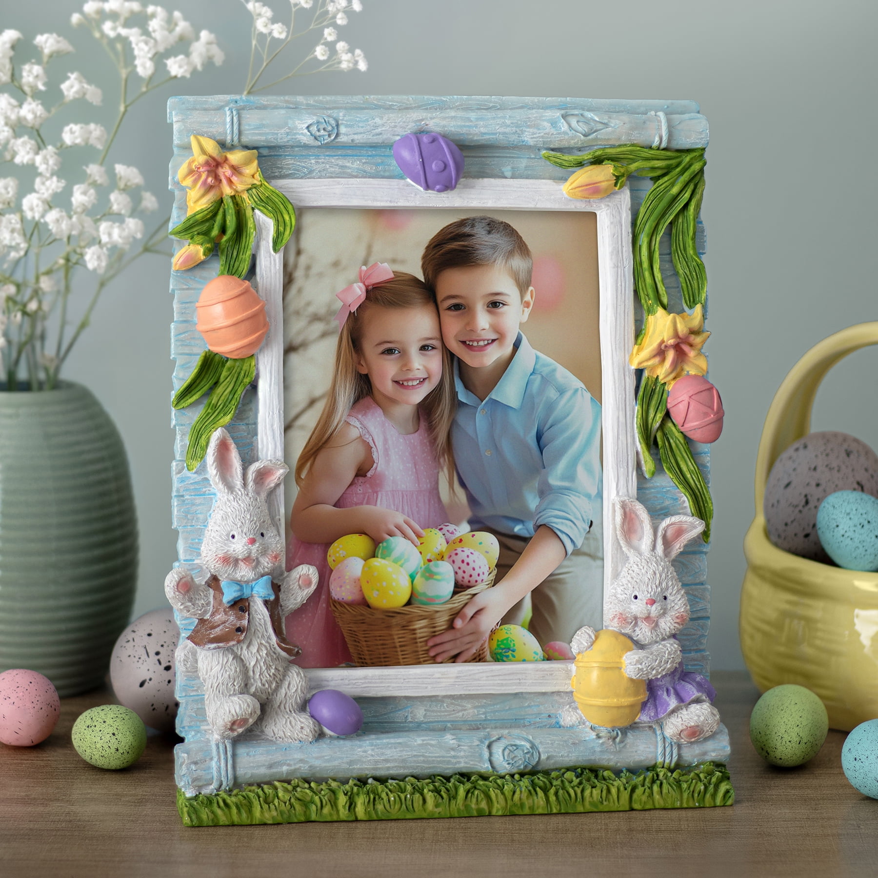 Fine Photo Gifts Easter Bunny & Garden 5" x 7" Resin Picture Frame