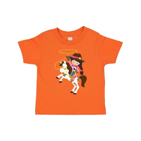 

Inktastic Cowgirl Sheriff Horse Lasso Brown Hair Girls Toddler T-Shirt