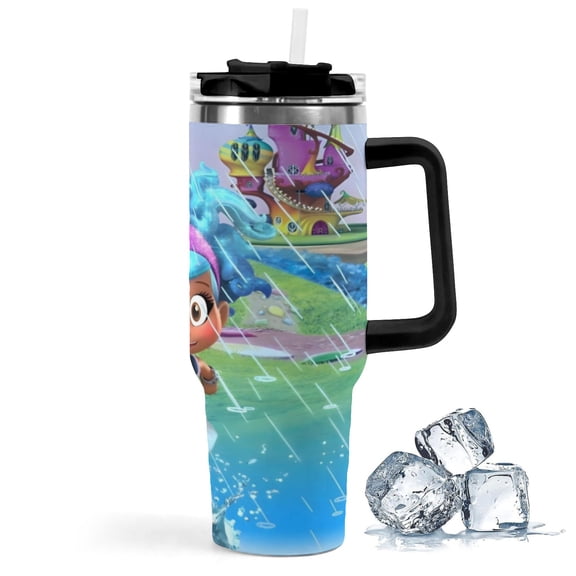 Luna Petunia-theme Insulated Stainless Steel Tumbler with Handle Gifts For Family Friends Fans and Straw Fits in Standard Cup Holder 40 OZ