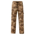 thumbnail image 5 of Rggeeun Boys Child Pants Cargo Pants Colorful Print Tapered Hem Ankle Length Multiple Pockets Relaxed Fit Drawstring Elastic Waist Outdoor Activities Casual Trousers,Brown,7-8 Years, 5 of 5