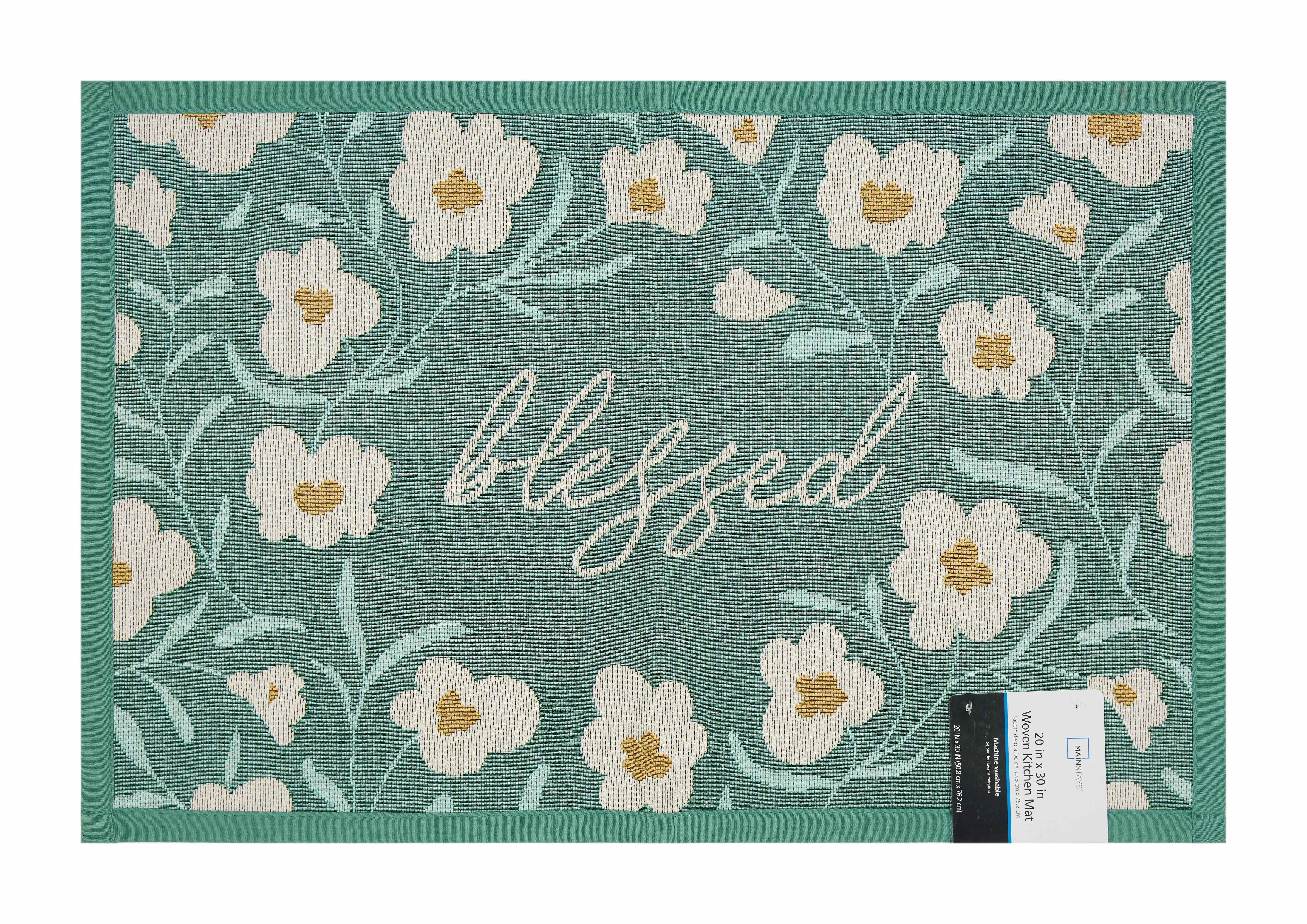 (2 pack) Mainstays Blessed Indoor Kitchen Rug - 20" x 30" - 65% Polypropylene/ 35% Polyester - Green