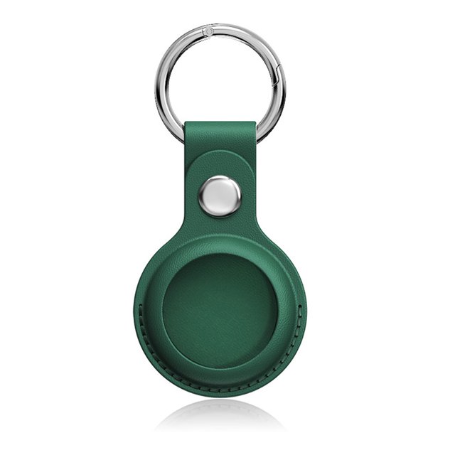 Cubierta de caja de rastreador eléctrico de cuero PU con titular de llaves de llavero de llave de viaje de viaje de viaje al aire libre reemplazo para Airtag Verde Inevent EL022519-02
