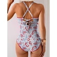 thumbnail image 2 of Traje de baño de una pieza Eomenie Tummy Control con estampado floral rojo fruncido, 2 of 4