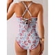 thumbnail image 2 of Traje de baño de una pieza Eomenie Tummy Control con estampado floral rojo fruncido, 2 of 4