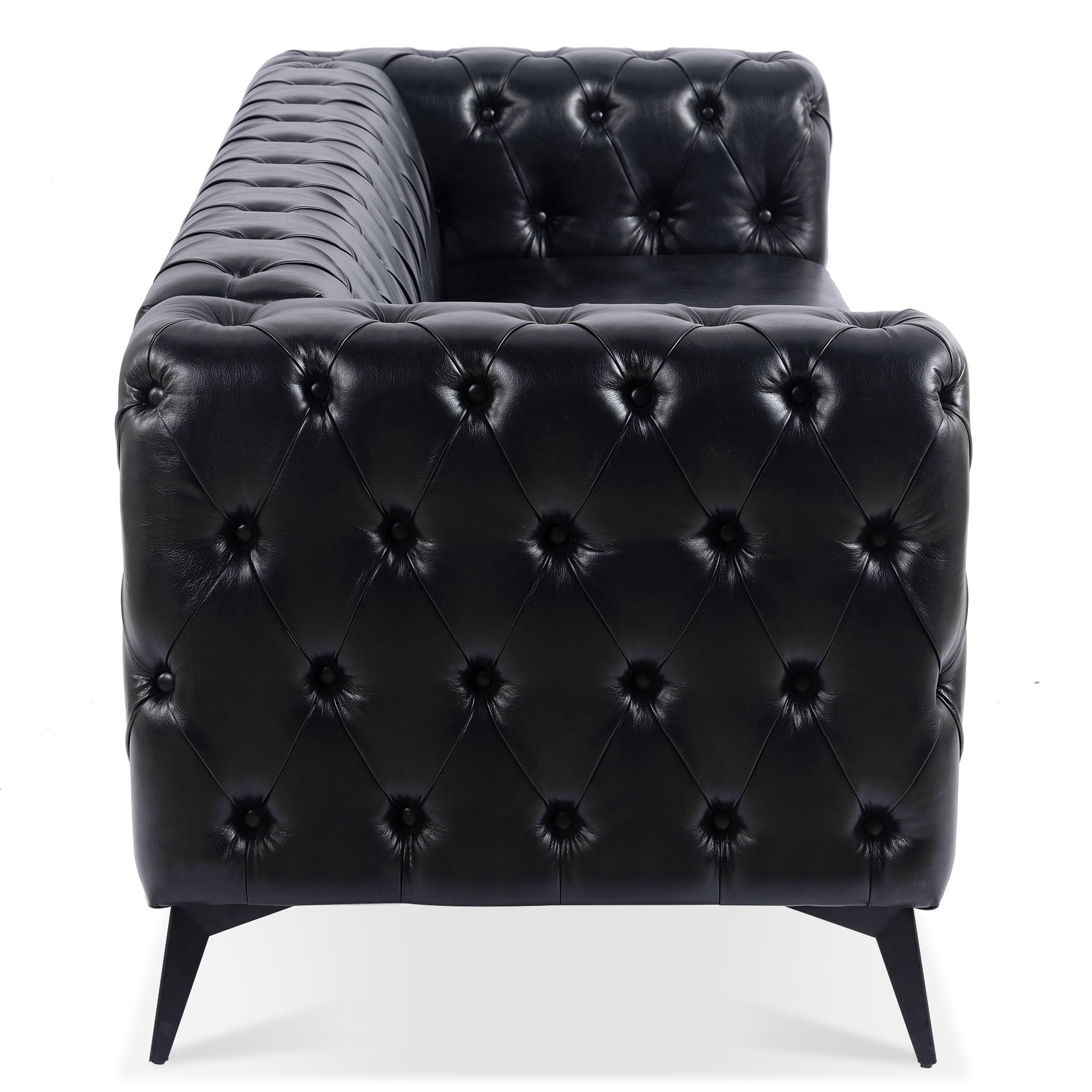 Kadyn 84.06" Modern Upholstered 3 Seater Sofa, Removable Cushion Sofa Couch for Living Room, Traditional Square Arm Fabric Sofa with Iron Leg, Black