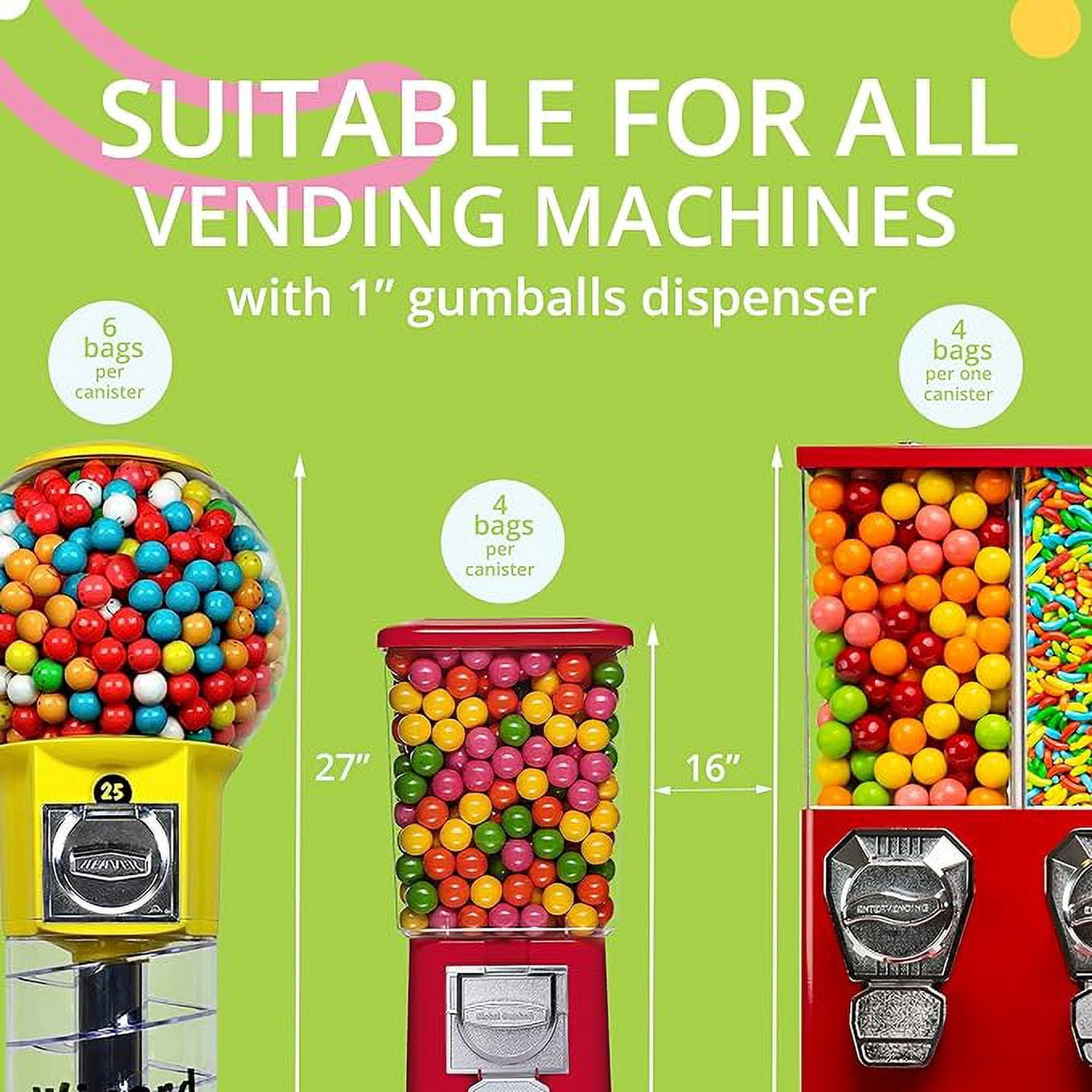 Gumballs for Gumball Machine - 1 Inch Large Gumballs - Green Apple Flavored Bubble Gum Green Gumballs - Kids Gum - Bulk Gum Balls 1.7 Lb
